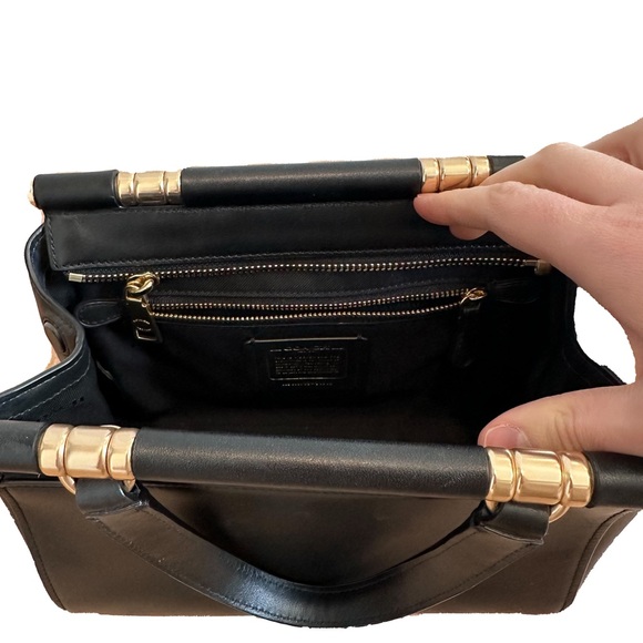 Coach Grace Bag 20 Black Leather Crossbody Satchel Top Handle Purse - Picture 12 of 16